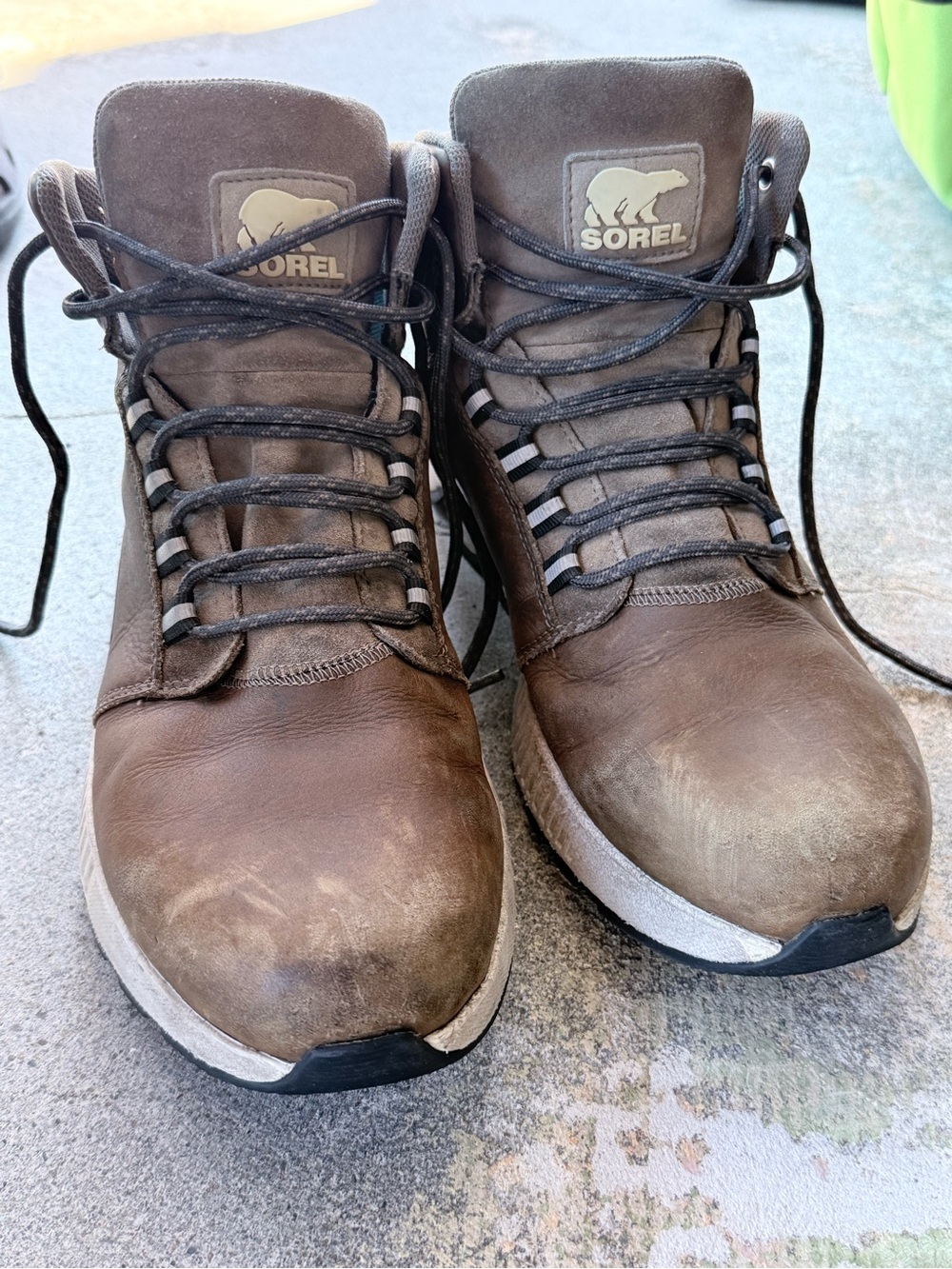 SOREL brown leather Mac Hill Mid Waterproof sneaker boots, 9